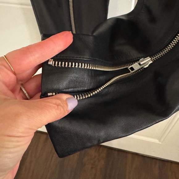 LPA Black Leather front zip Pants - Picture 4 of 8